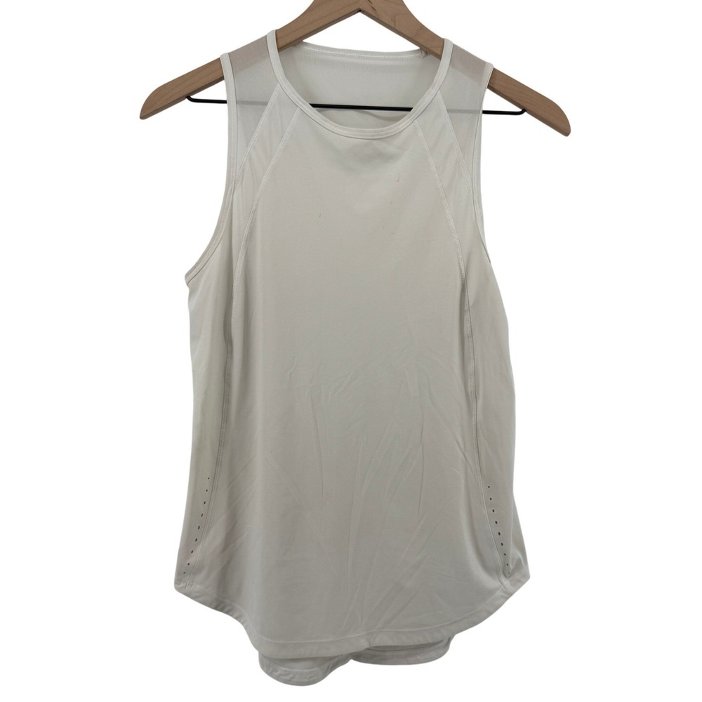 Lululemon Sculpt Tank Top White Women 4 Mesh Lightweight‎ Athleisure W1H81S READ